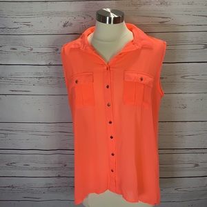 Neon button up tank